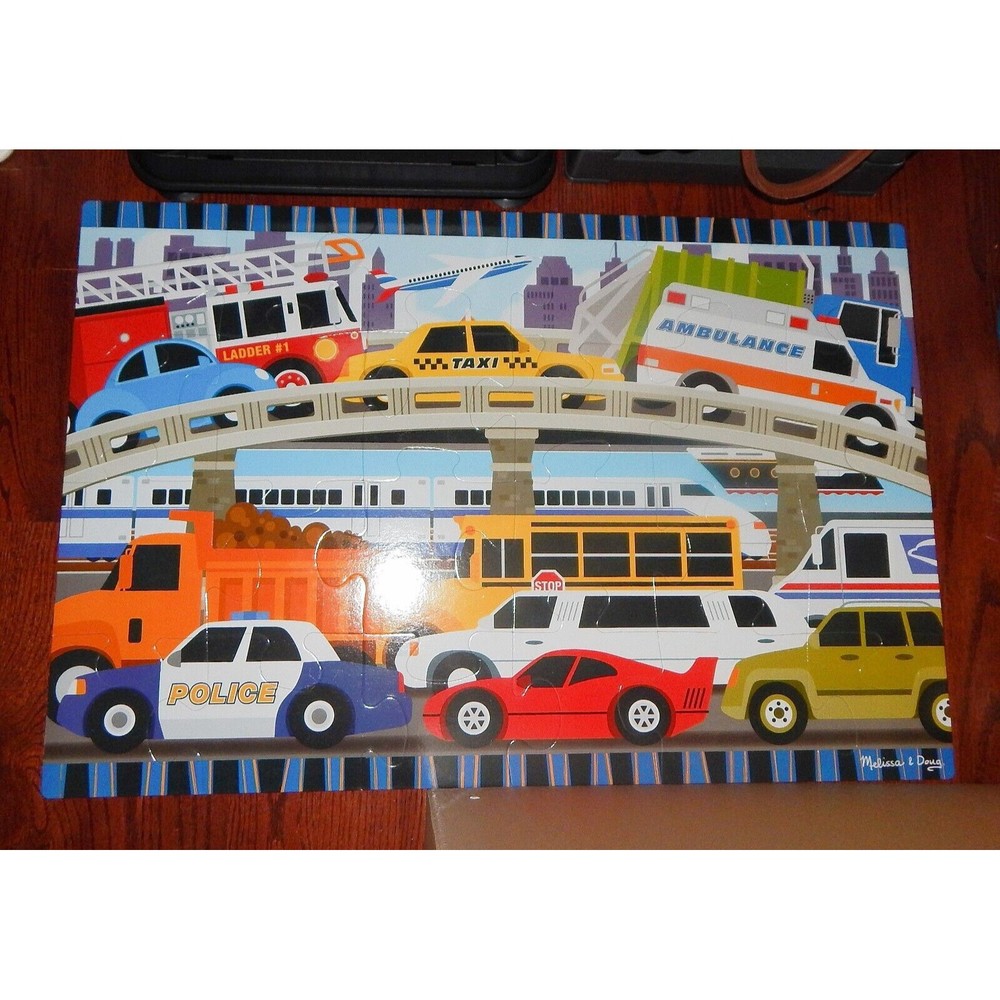 Melissa and Doug Traffic Jam 24 Pieces Preschool  Floor Puzzle 36in x 24in